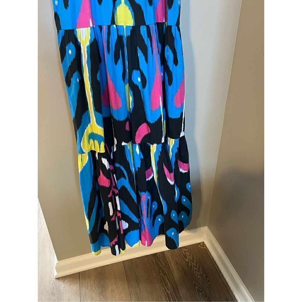 Sheridan French Women’s Size Medium Isabel Maxi Dress Black Blue Heart Ikat NWOT - Picture 8 of 14